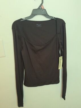 No Boundaries Black Long Sleeve Square Neck Top